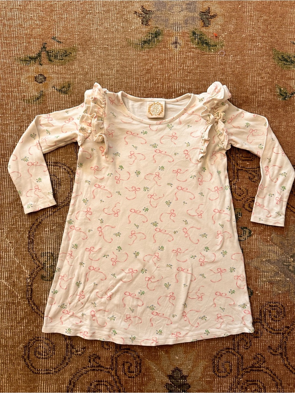 TBBC Beaufort Bonnet Pink Bow Ruffle Dress Size 7